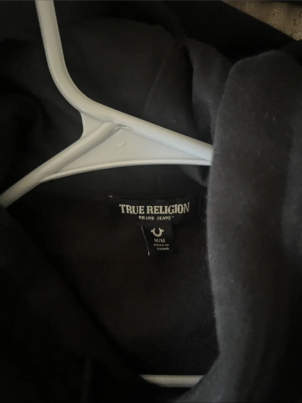 True Religion Black Crewneck Hoodie with Studded Logo